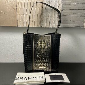 Brahmin Celina ONYX SARASTRO Multi Textured Leather Tote Bag NWT